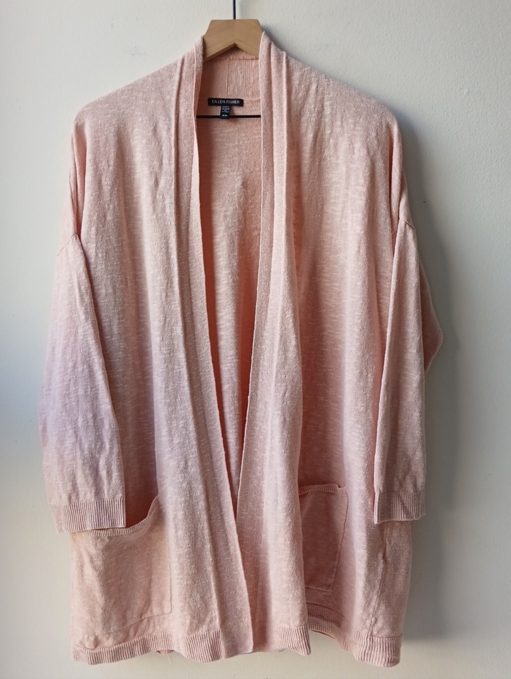 Eileen Fisher Organic Cotton Linen Blend Cardigan Pink Women's Medium
